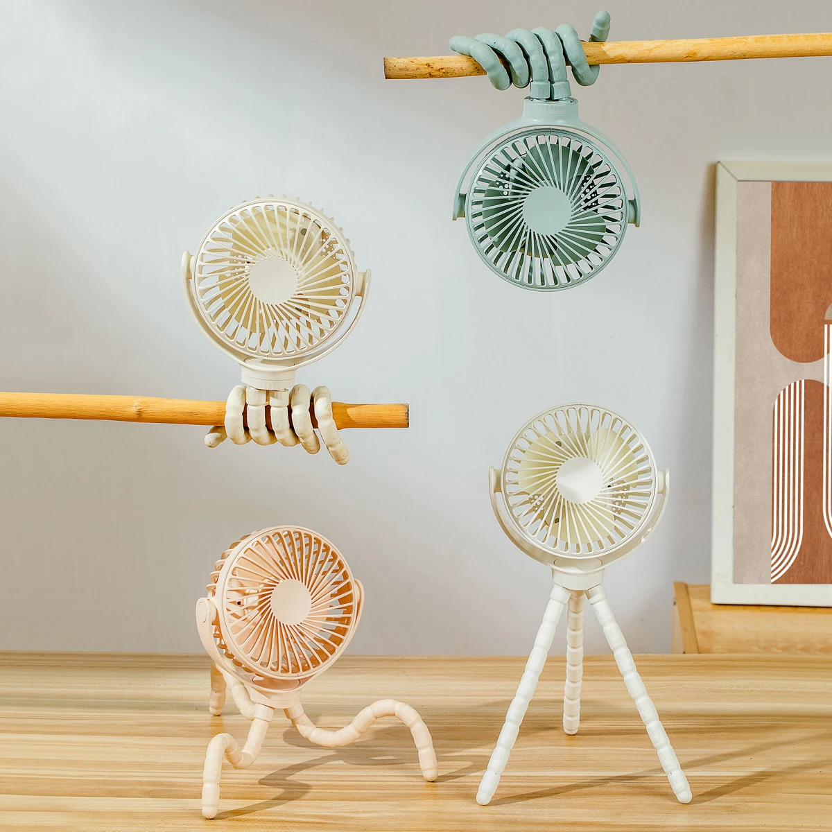 Умный кулер-осьминог вентилятор с гибким штативом и зажимом перезаряжаемый