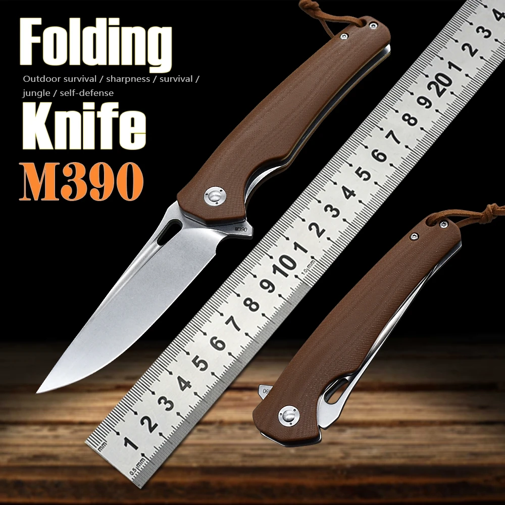 

G10 Ball Handle Steel M390 Bearing Pocket Folding Knife Camping Hunting Outdoor Survival EDC Jungle Lifesaving Tool Cutter