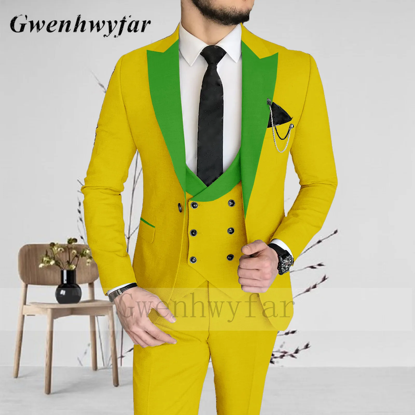 Gwenhwyfar ярко-зеленые мужские модные костюмы с лацканами 2022 крутая одежда для