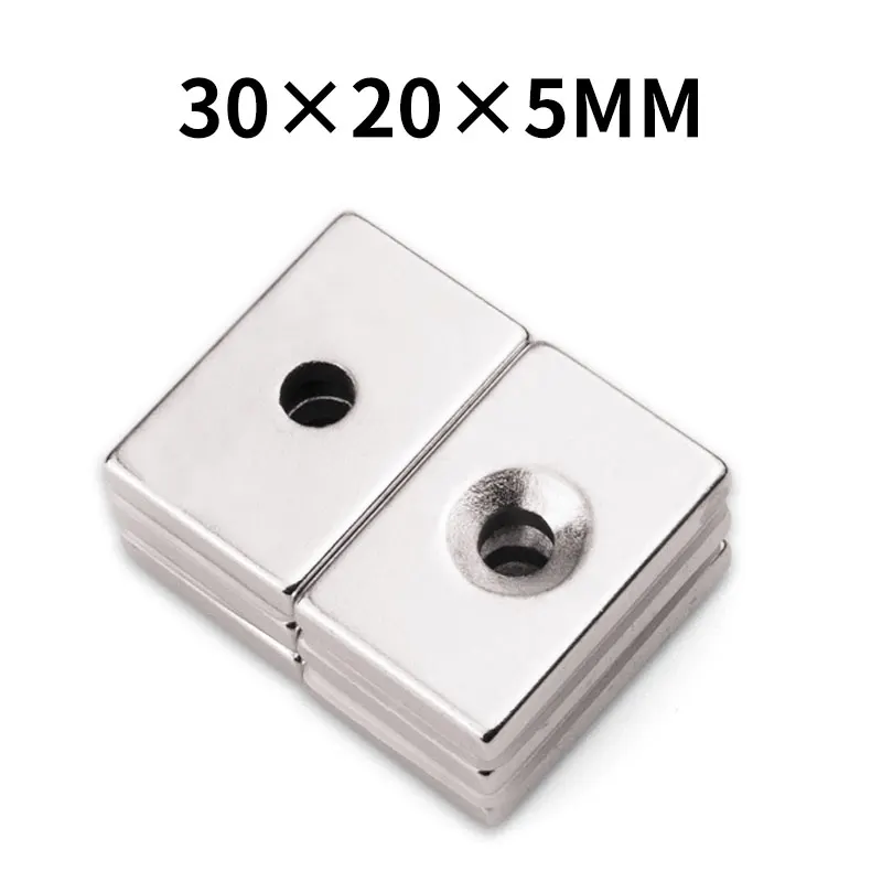 

1/5/10 шт. 30*20*5 сильный магнит с отверстием 30x20x5 прямоугольный сильный магнит с потайным отверстием M5