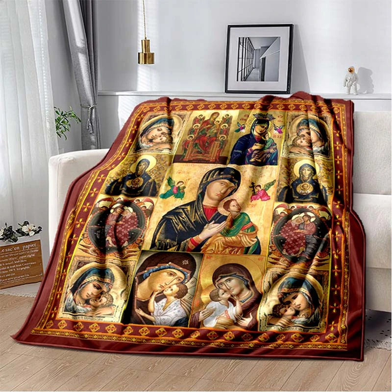 

Jesus Virgin Mary Blanket Warm Blanket Religious Blanket Flannel Blanket Decorative Blanket for Home Sofa Bed Children's Wrap