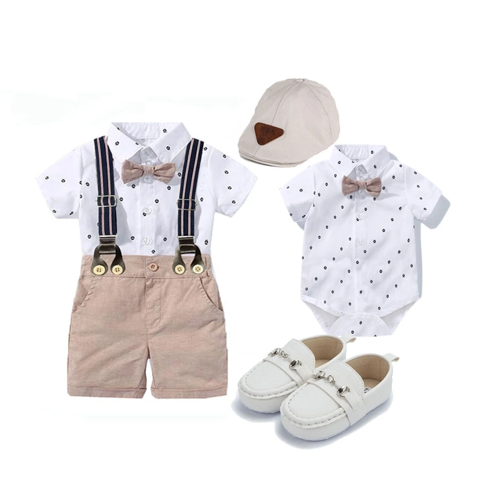 Baby Clothes Set Newborn  Boy  Wedding Gentleman   Boys Birthday Suit  Romper with Suspender Pants