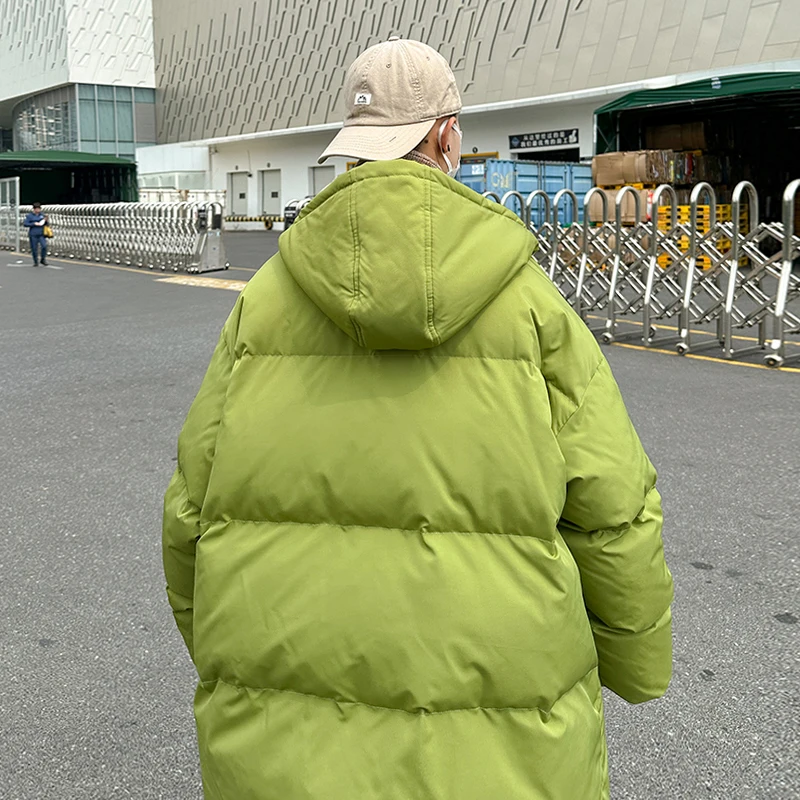 Mens Winter Hooded Coat Thicken Fashion Loose Oversize Parkas Korean Harajuku Style Male Hip Hop Streetwear Coat Warm Jackets