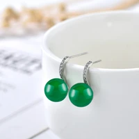 vintage diamond natural green emerald earring for women fine ear hook jewelry aros mujer oreja silver 925 jewelry orecchini girl