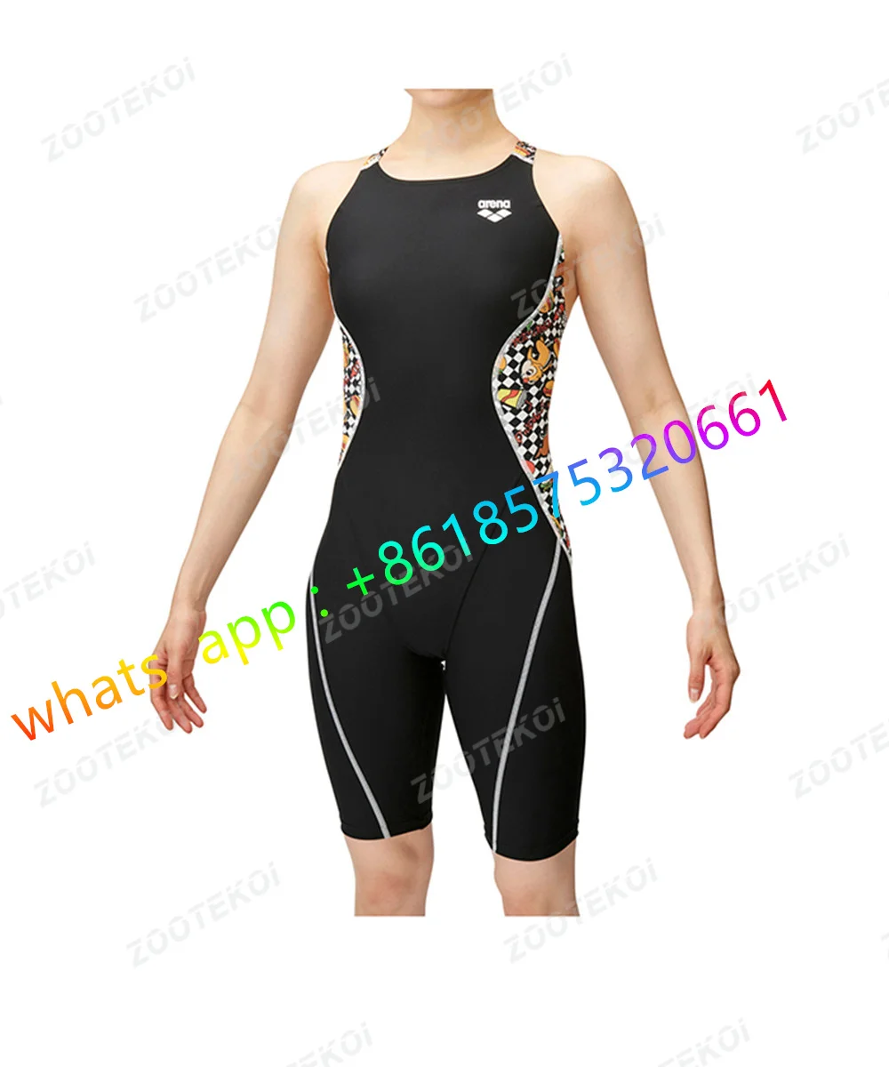 Women's Swimsuits Racerback Athletic One Piece Bathing Suits Knee Length Bodysuit Swimming Pool Triathlon Race Bodysuit Swimwear