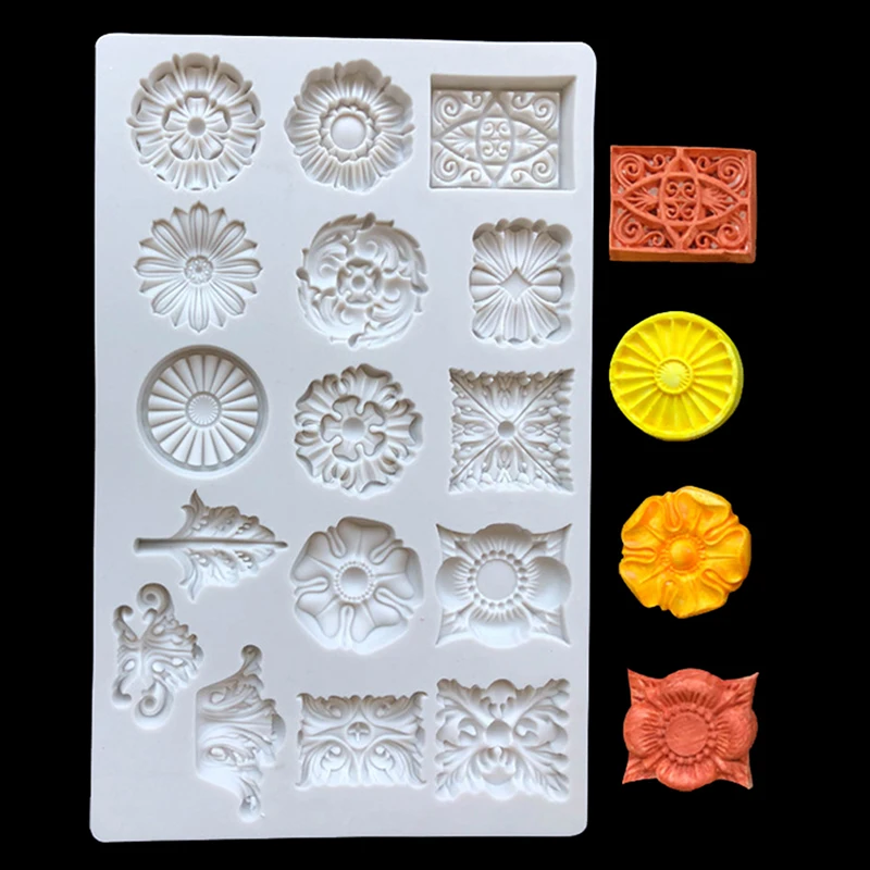 

European Vintage Embossed Shape Cake Decoration Moulds Gemstone Flower Petal Chocolate Clay Drip Glue Mould Cake Decorating Tool