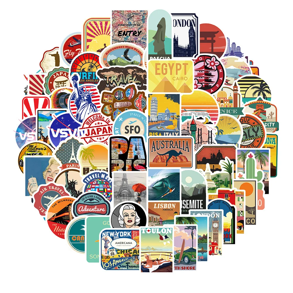 

10/30/50PCS Outdoor Travel Stickers Luggage Trolley Case Laptop Guitar Water Cup Refrigerator Skateboard Waterproof DIYWholesale