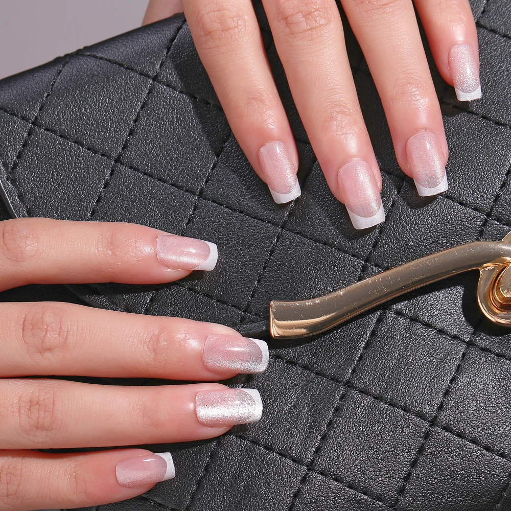 On With Glue Middle Long Fake Nail Art Detachable Manicure
