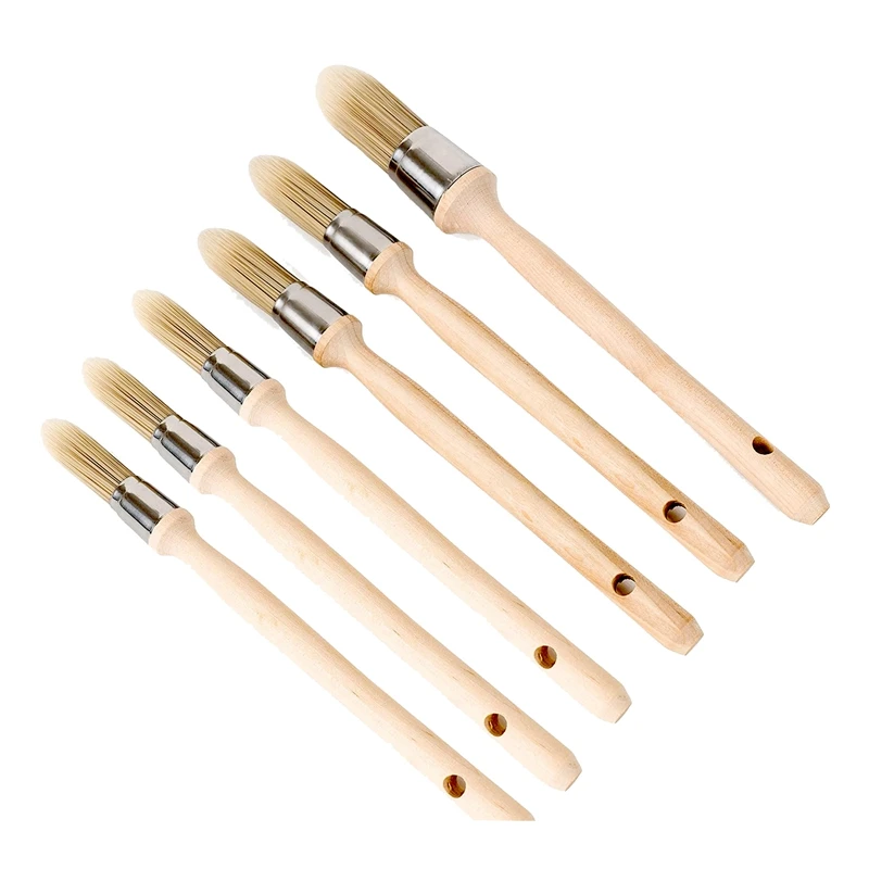 

6 шт. инструмент для рисования краев с деревянной ручкой, кисти для отделки, инструмент для рисования, кисть, 3 размера