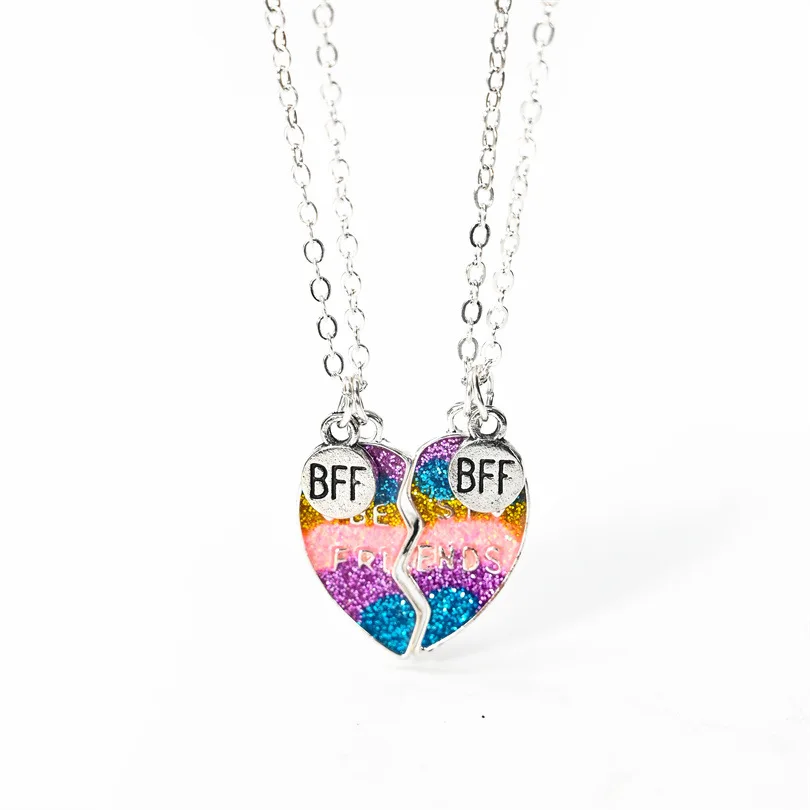 

Fashion Gradient Color Magnetic Necklace for Women Trendy DIY Heart Stitching Pendant BFF Best Friends Jewelry Girlfriends Gifts