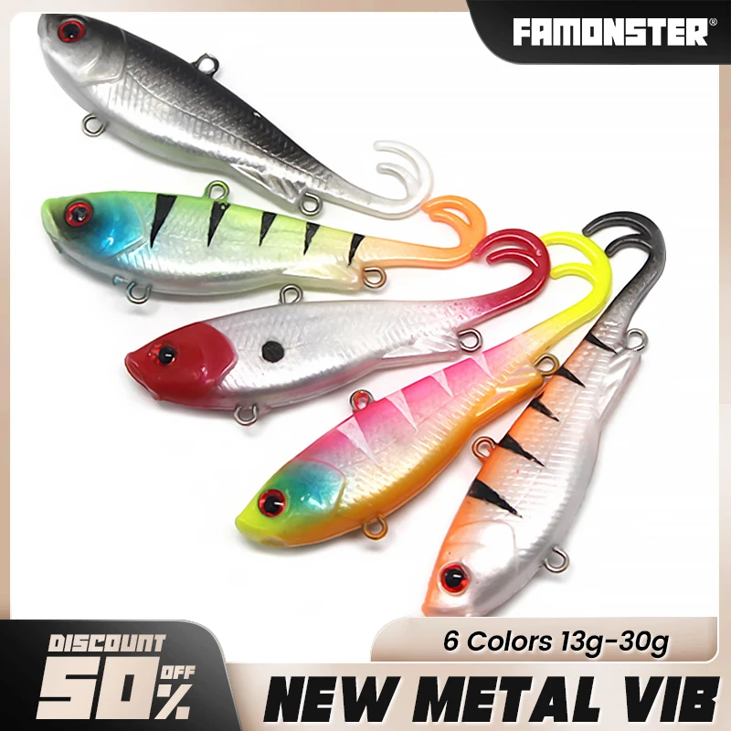 

FAMONSTER Metal VIB Fishing Artificial Bionics Bait Casting Jigging Spoon Saltwater Boat Print Laser Tuna Bass Jig Winter