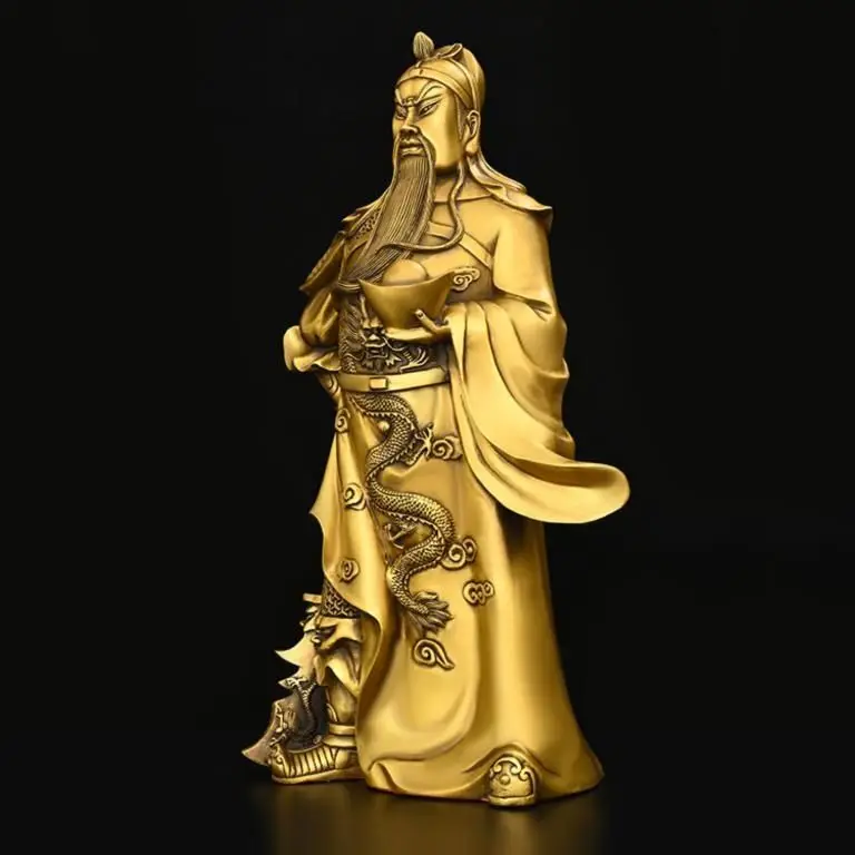 Фото Медная статуя Тобао God of Wealth God of Guan Gong, декоративная статуя, привлечение богатства, предметы интерьера, подарки №4