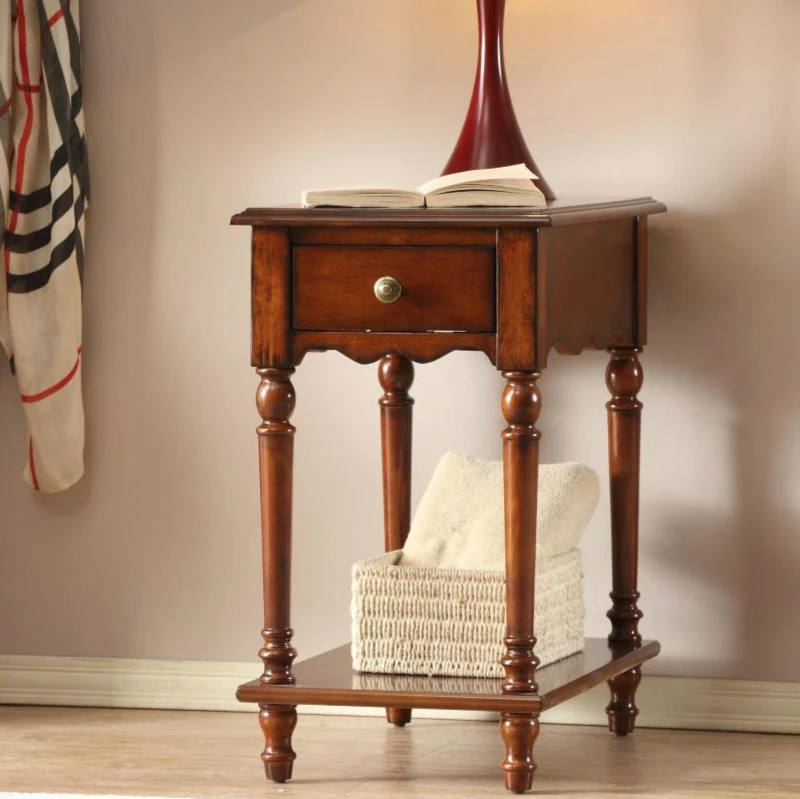 

American Sofa Side Tables Living Room Furniture Side Cabinet Telephone Table Small Coffee Table with Drawer Bedside Table