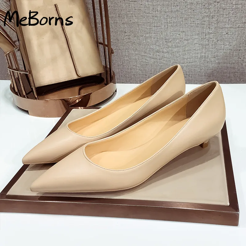

New Pointed Toe Soft Sheepskin Leather Thin Heel 3CM High Heels Pumps Women Simple Office Comfortable Work Female Shoes