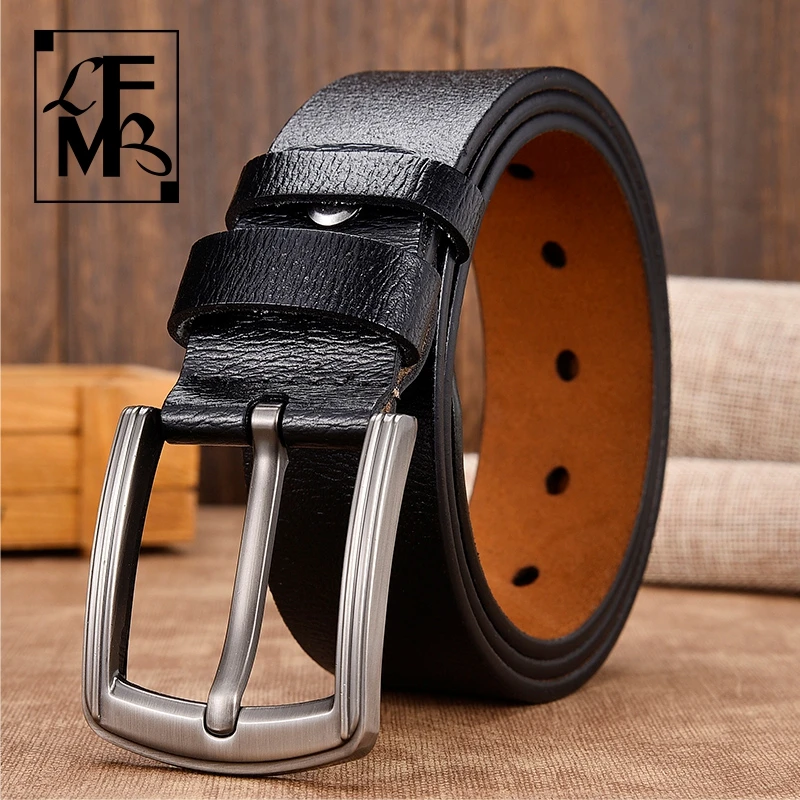 

[LFMB]cow genuine leather luxury strap male belts for men new fashion classice vintage pin buckle leather belt male belt men