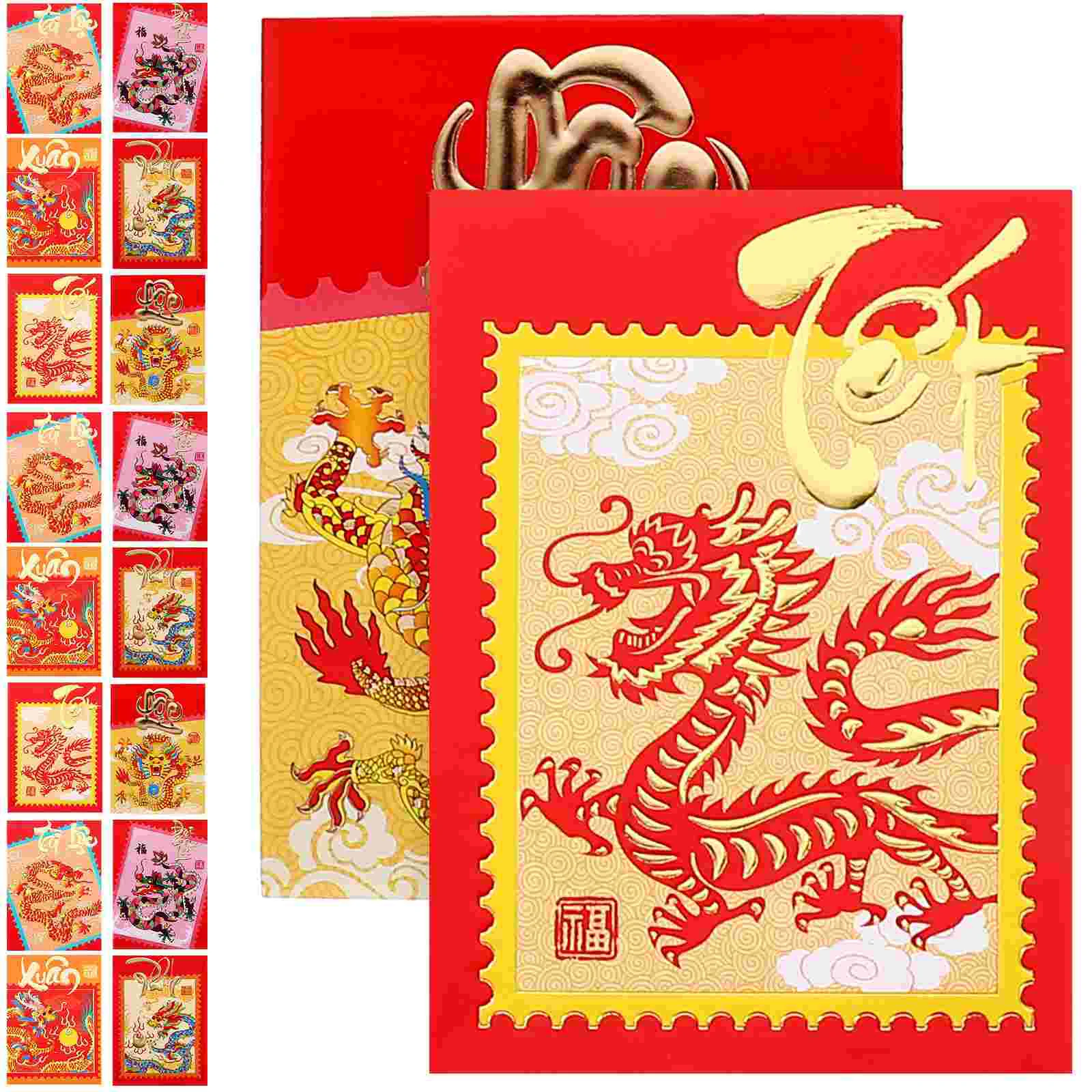 

30 Pcs Dragon Year Red Packet Chinese Envelope Lai Si Feng Paper Packets Money Pocket Envelopes