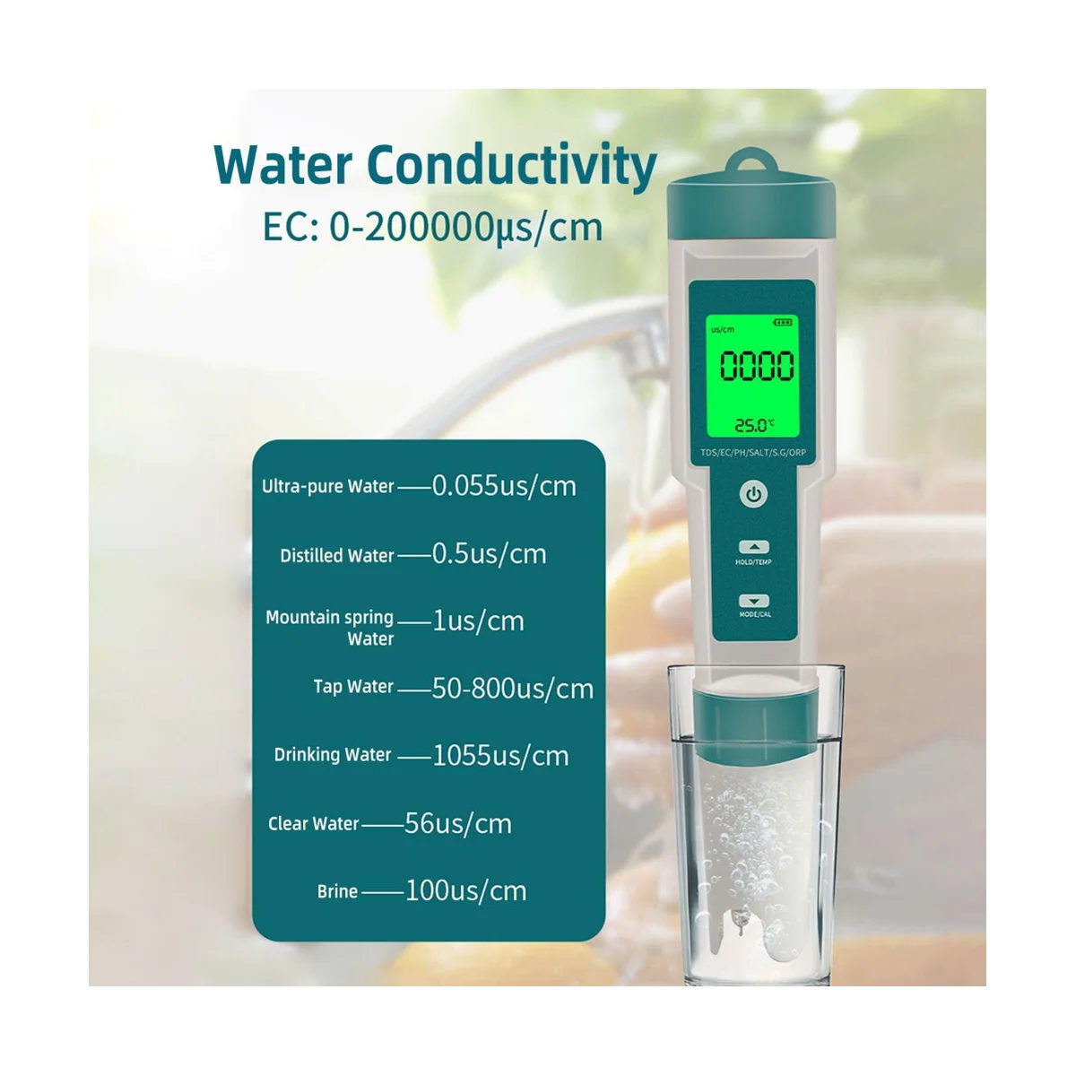 7 в 1 тестер качества воды PH/ORP/EC/TEMP/Соль/S.G/TDS тестовая ручка с ЖК-подсветкой