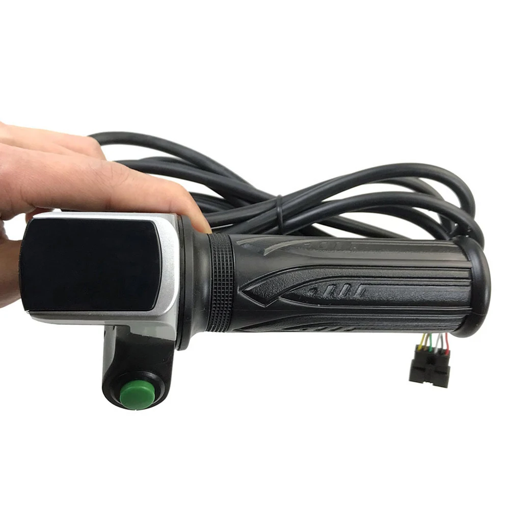 

Throttle Handle Soft Rubber Handle Electric Bicycle Throttle Grip with LCD Display and 6 Wires for 36V Battery