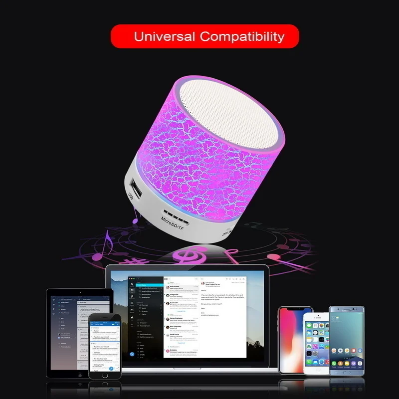 Bluetooth-compatible Speaker Mini Wireless Loudspeaker Crack LED TF USB Subwoofer Speakers mp3 stereo audio music player Fashion enlarge