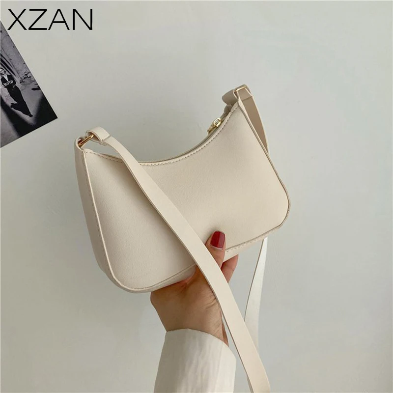 

New Women's Fashion Handbags Retro Solid Color PU Leather Shoulder Bags Underarm Bag Casual Women Hobos Handbags Clutch