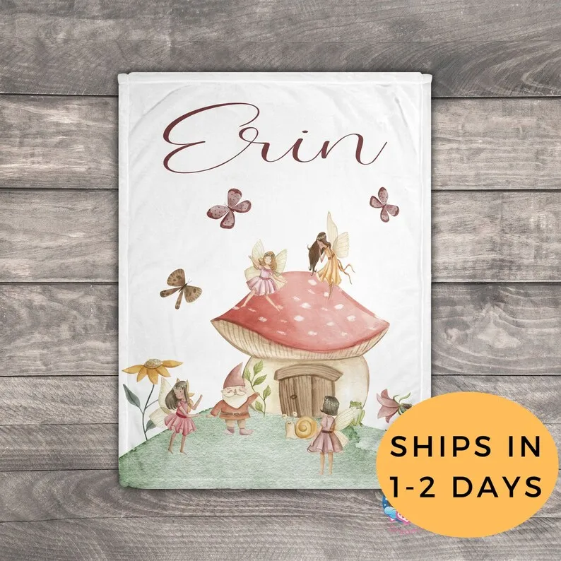 

Fairy Blanket, Personalized Newborn Blanket, Enchanted Forest Nursery, Enchanted Forest Theme Gift, Personalized Baby Girl Blank