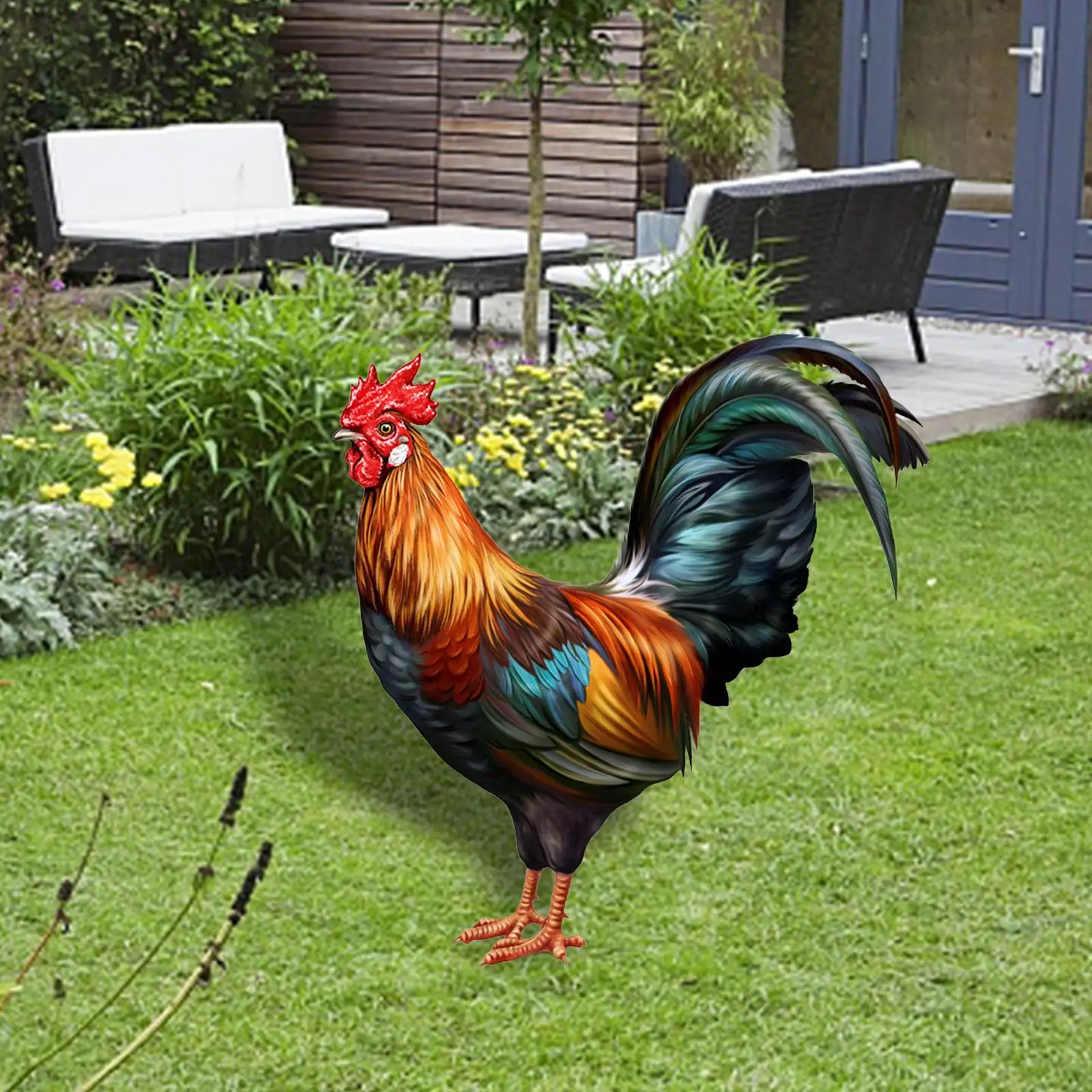 

Rooster Animal Statue Stakes Sign Ornaments for Lawn Yard Outdoor Courtyard
