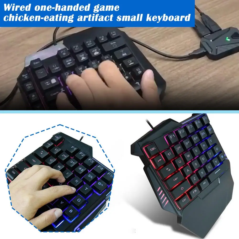 Gamwing G7 Бесшумная проводная игровая клавиатура для одной руки Красочная RGB