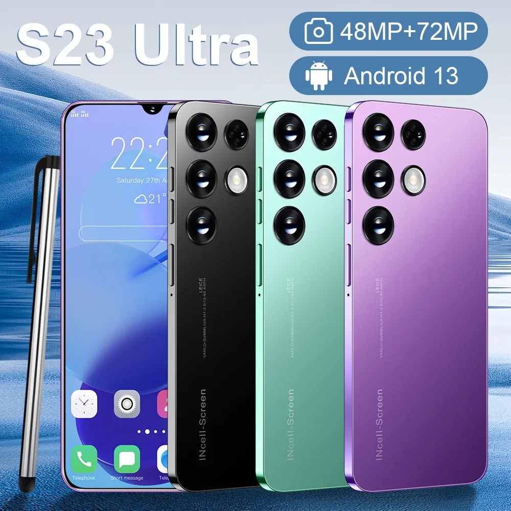 

Global Version S23 Ultra Smartphone 6.8inch Full Screen Face ID 6800mAh Mobile Phones 2023 New HD 4G 5G Cell Phone