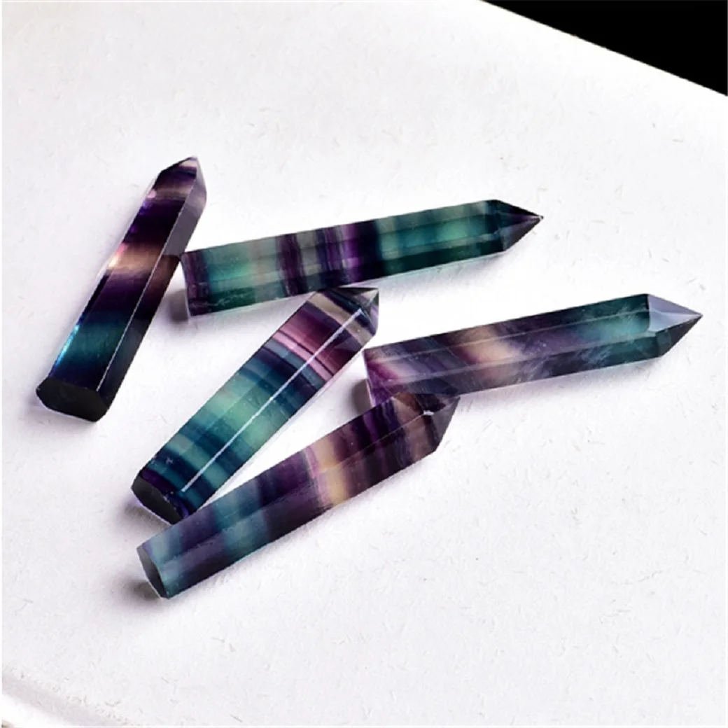 

100% natural color fluoride crystal column fluoride single ended hexagonal prism home decoration curing agent