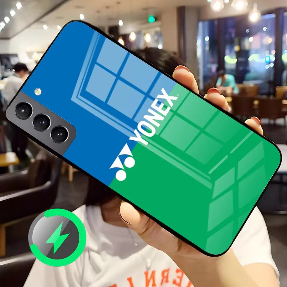 Фото Модный чехол для телефона с логотипом Y-YONEX-ES для Samsung S26 S25 S24 S23 S22 S21 S20 Edge Ultra Plus FE, стеклянный чехол для Magsafe №4
