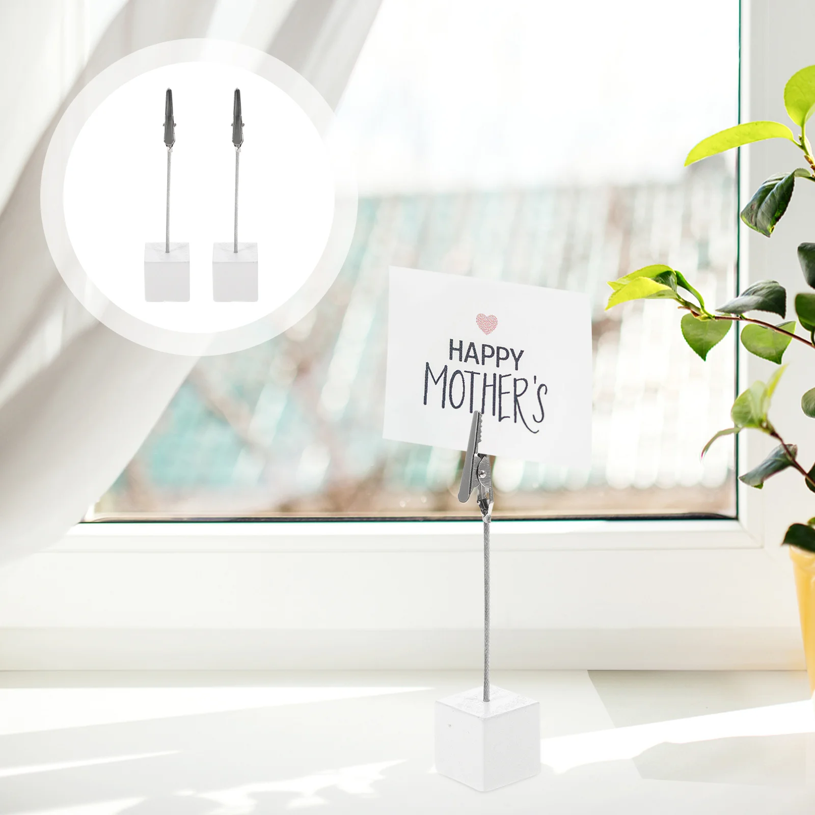 

BESTOMZ 10pcs Cube Base Memo Photo Holder Paper Note Clip Note Holder (White)