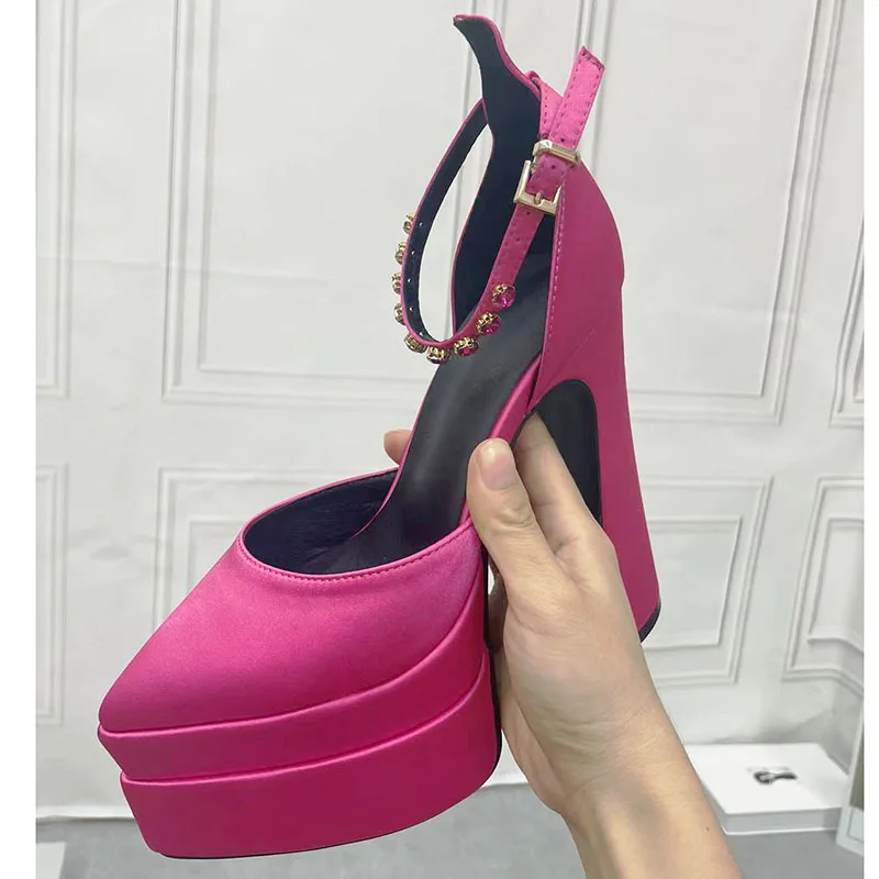 Dropship 2022 Spring Summer Pointed Toe Platform Women Shoes Fashion Show Pumps Sexy Woman Wedding Shoes Big Size 43