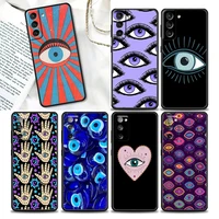 phone case for samsung galaxy s22 s21 s20 fe 5g s7 s8 s9 s10e plus ultra soft silicone case cover eye graffiti art