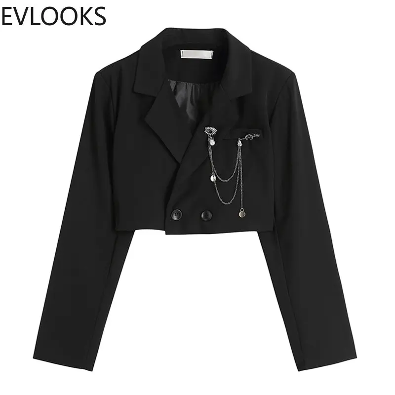 

Женский осенний костюм evlook на 2022 год, новый персонализированный костюм с лацканами на талии (Женская универсальная булавка, Лон кулон)