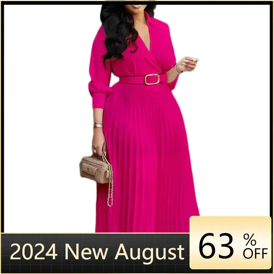 Элегантные африканские платья для женщин осенние с длинным рукавом и v-образным