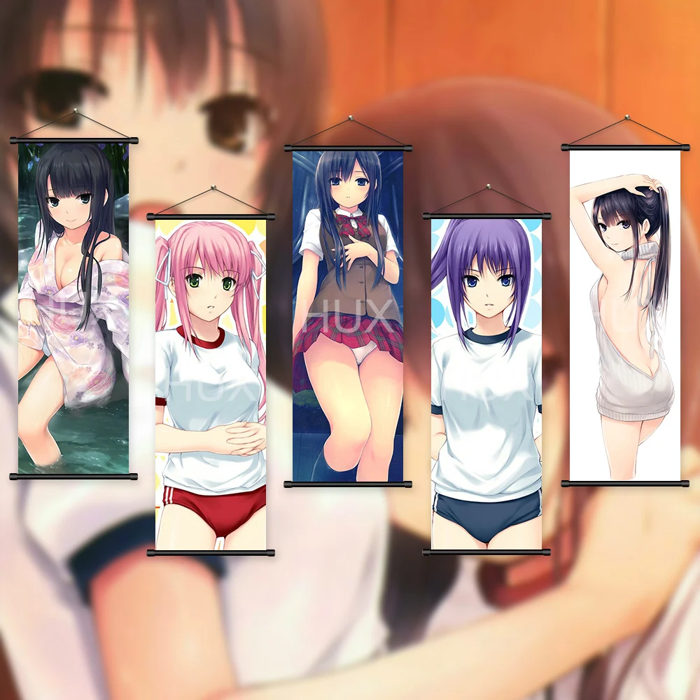

Custom Print Picture Anime Hanging Scroll Sexy Girl Front Art Canvas Poster Painting Living Room Bedroom Kawaii Home Decor Mural