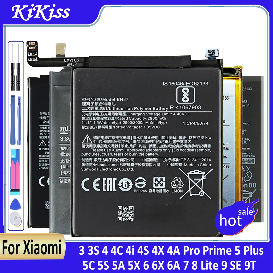 

BN30 BN31 BM47 BM3E Battery For Xiaomi (mi/Redmi) 3 3S 4 4C 4i 4S 4X 4A Pro Prime 5 Plus 5C 5S 5A 5X 6 6X 6A 7 8 Lite 9 SE 9T