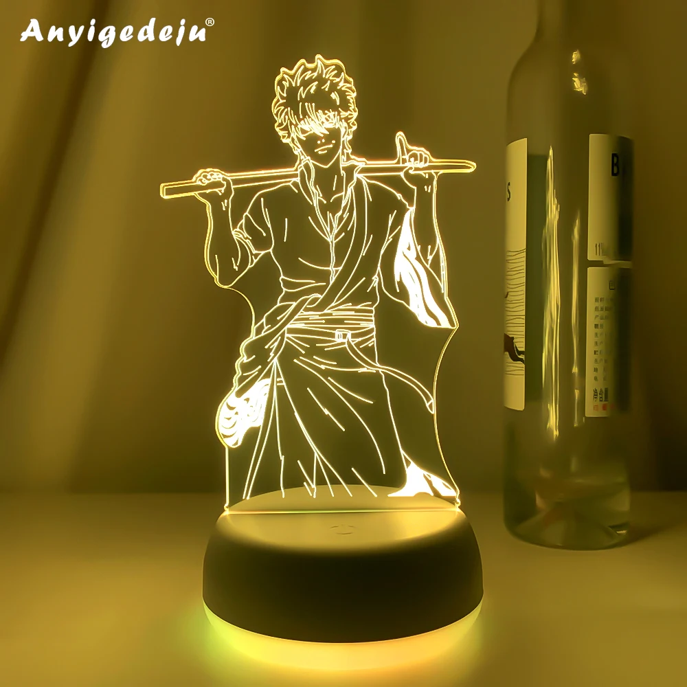 

Newest Gintama Gintoki Sakata Led Night Lights for Bedroom Decor Colorful Nightlight Anime Gift Gintama 3d Lamps Gintoki Sakata