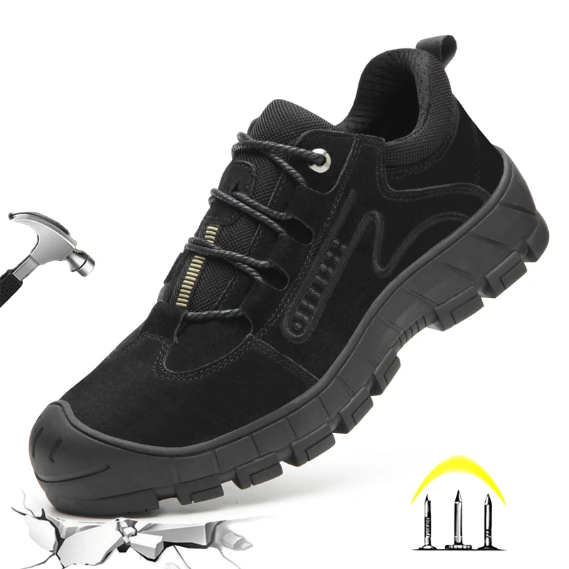 

Dian Sen New Black Indestructible Safety Shoes For Man Non Slip Cap Anti-Smash Shoes Insulated Construction Platform Boots