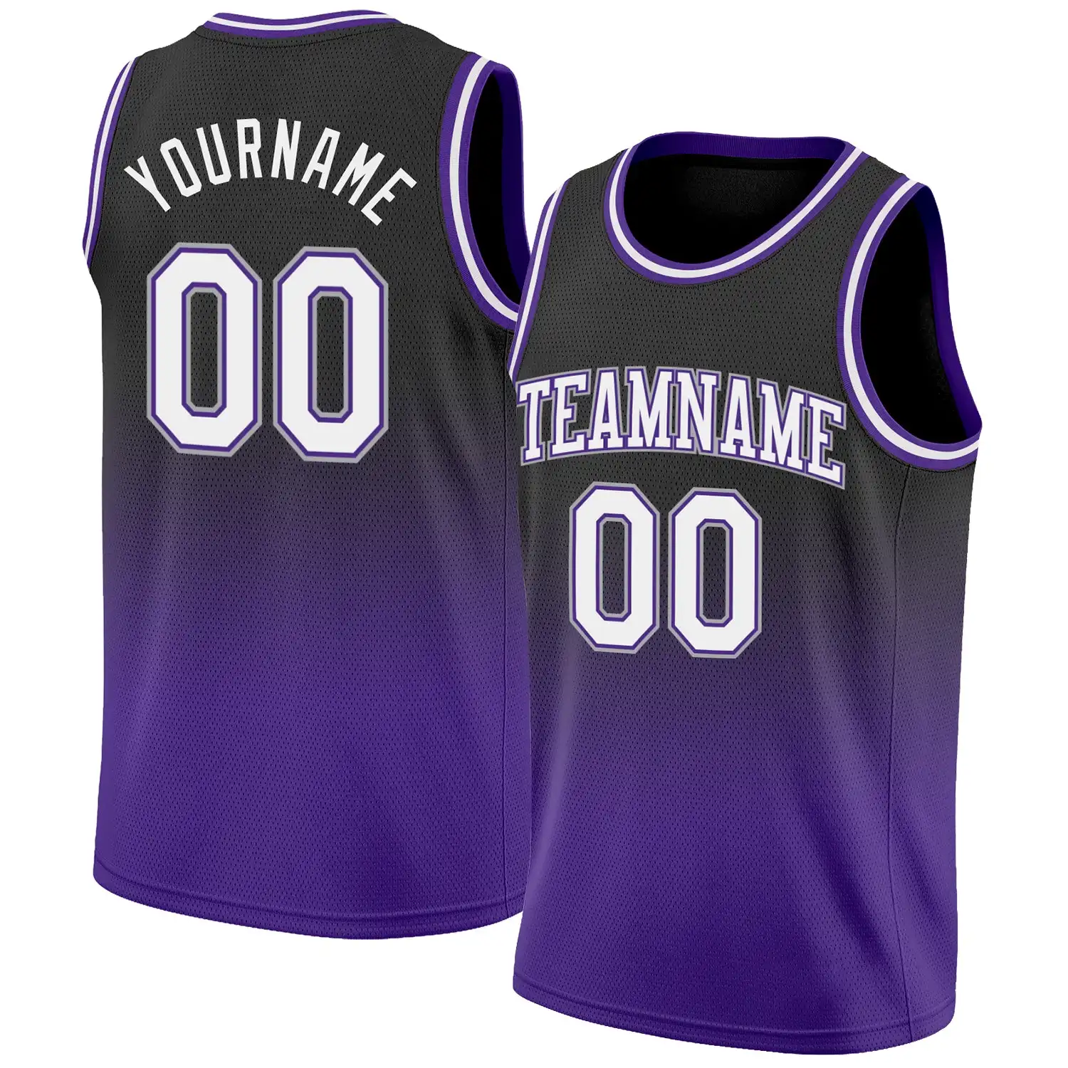 

Custom Black White-Purple Authentic Fade Fashion Sublimation Basketball Jersey