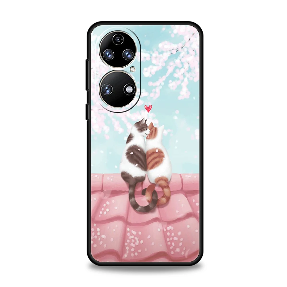 unny Cat Phone Case For Huawei P50 P40 P30 P20 Pro P50 P40 P30 P20 Lite E P Smart Z Y6 Y7 Y7A Y9 Y6P Y9S 2019 Shell Fundas Coque