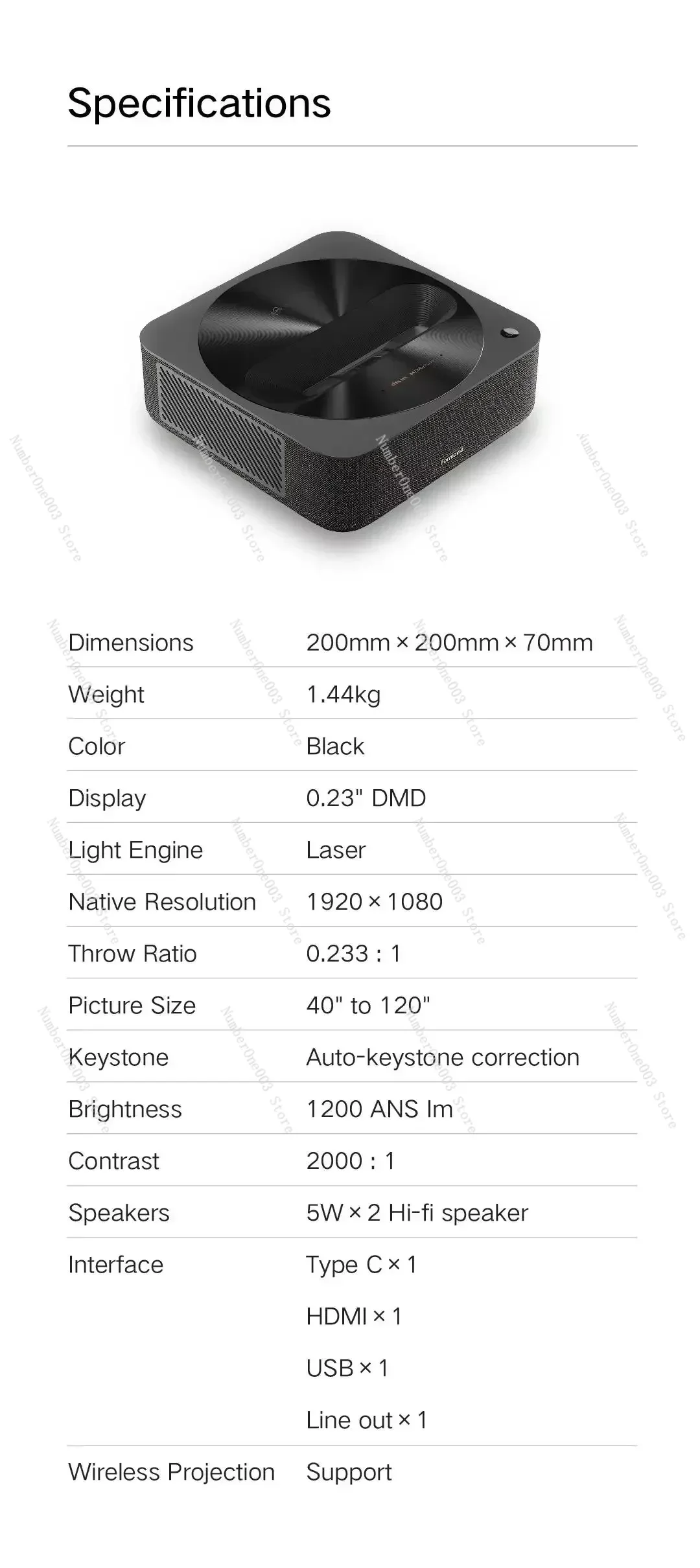 Лазерный проектор со сверхкороткой фокусировкой проекция для домашней стены