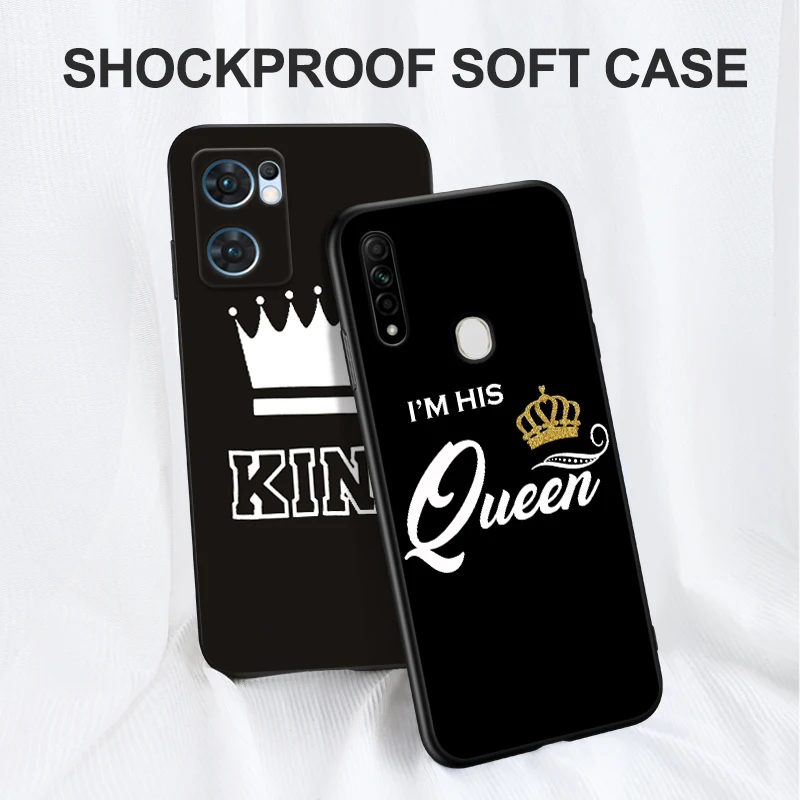 Черный чехол ТПУ для Vivo V5 V5S V7 V9 Youth V11 V11i V15 V17 NEO V20 E V21 V21E V23 V23E PRO 4G 5G King Queen Lover Couple