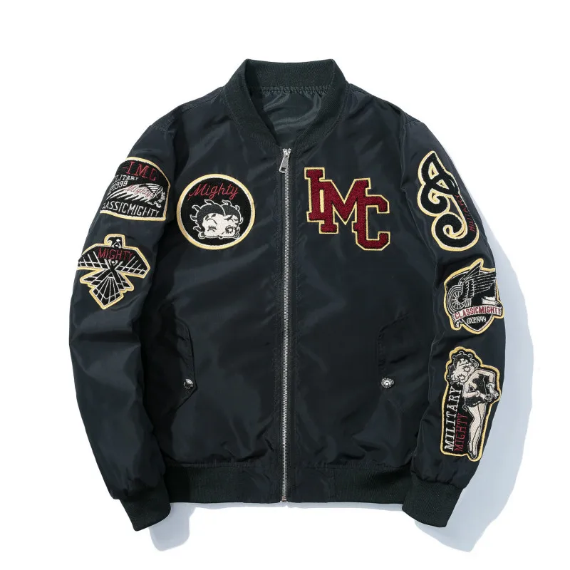 

Winter Bomber Jacket Men Embroidery Badge Men's Jacket Hip Hop Thick Youth Fashion Motorcycle Baseball Jackets Streetwear Autumn