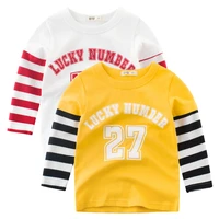 2022 autumn new boys girls long sleeve cotton t shirt letters print kids tops o neck bottoming shirt childrens clothing