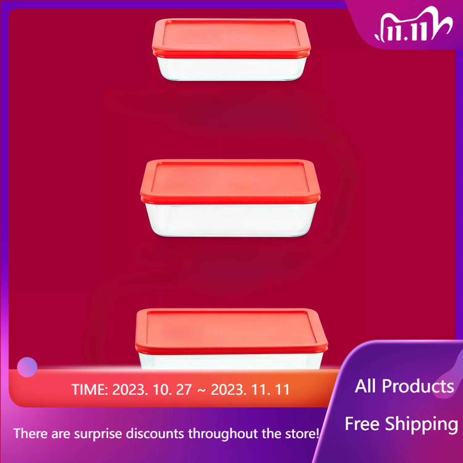 

Simply Store Glass Storage Container, 6 Piece, Kitchen Organizer, Food Tray , Food Storage Containers , Food Storage Fast Trans