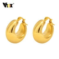 vnox chunky round hoop earrings for women jewelry gold color stainless steel half hollow circle earrings to girls gifts