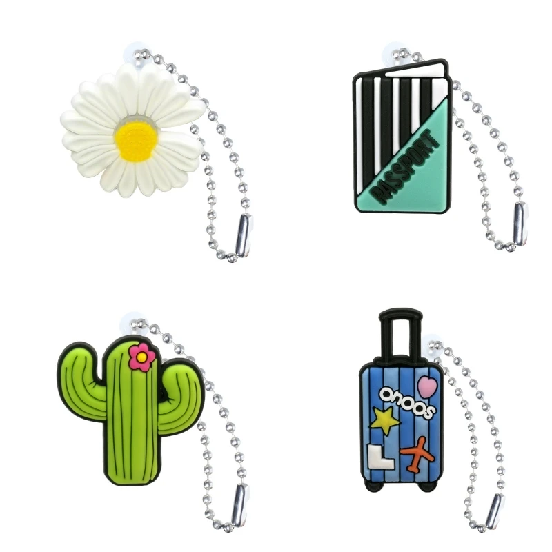 

50PCS PVC Keychain Casual Series Funny Designer Charms Key Chain Flowers Cactus Keyring Wholesale Backpack Pendant Car Key Deocr
