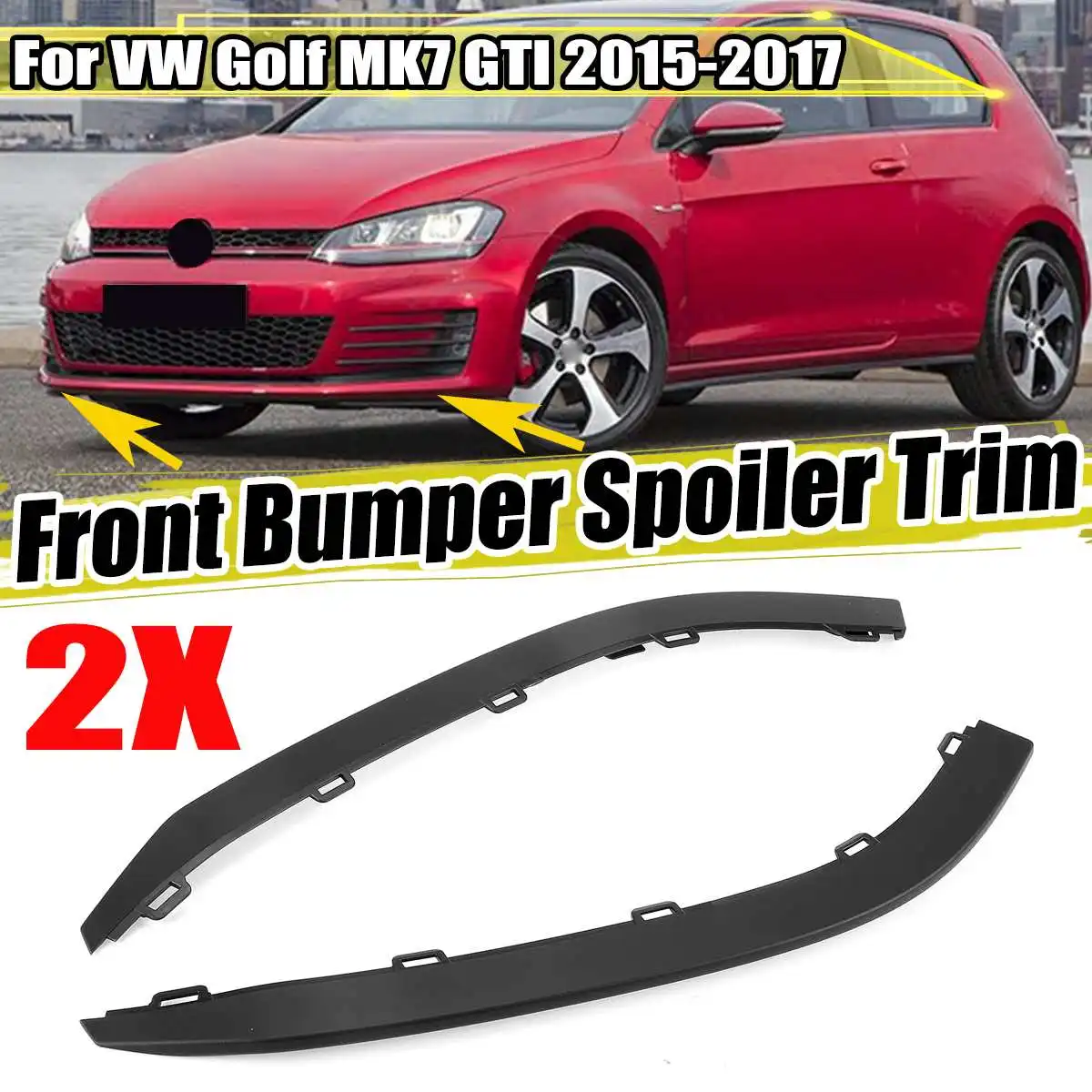 

New 2x Car Front Bumper Lip Lower Spoiler Air Deflector Valance Trim For VW For Golf MK7 GTI 2015-2017 5GG8059039B9 5GG8059049B9