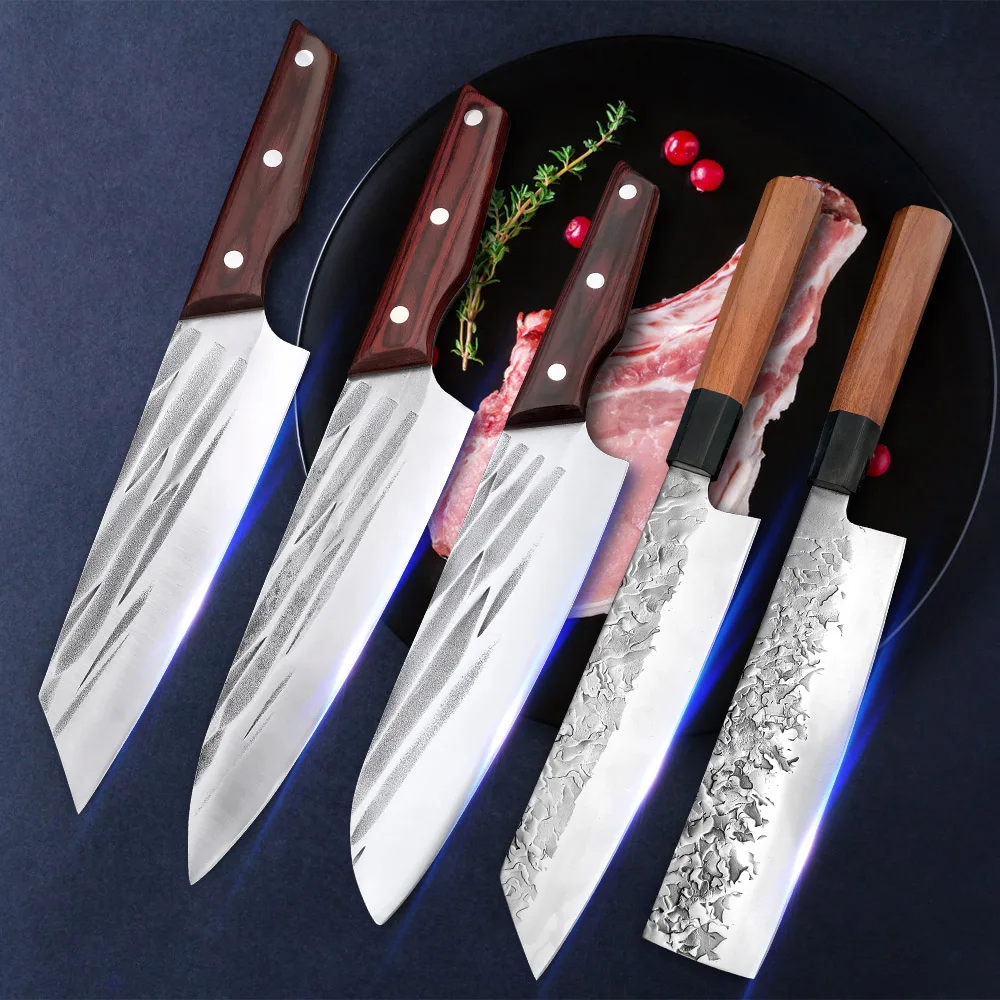 Forged Kitchen Chef Knife Full Tang Handle Handmade Steel Boning Knives Slicing Cutter Santoku Cleaver Butcher |
